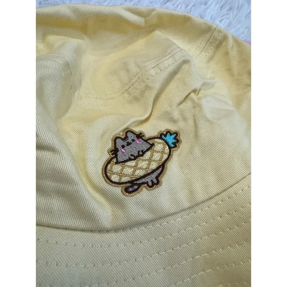 Pusheen yellow bucket hat adjustable strap embroidered design limited edition